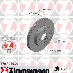 Wyjątkowa oferta Tarcza hamulcowa ZIMMERMANN 370.3070.20