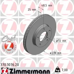 Tarcza hamulcowa ZIMMERMANN 370.3076.20 Łatwy zwrot