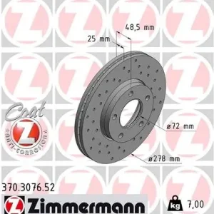 Obniżka ceny Tarcza hamulcowa ZIMMERMANN 370.3076.52