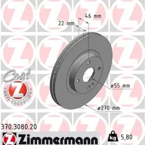 Hit cenowy Tarcza hamulcowa ZIMMERMANN 370.3080.20