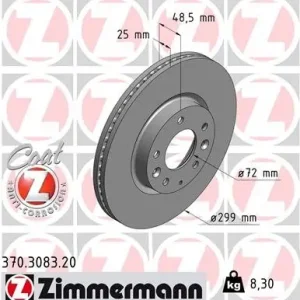 Niska cena Tarcza hamulcowa ZIMMERMANN 370.3083.20