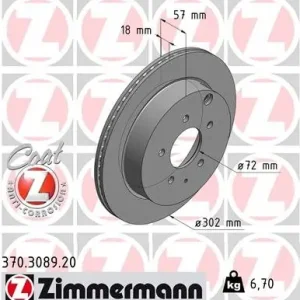 Tarcza hamulcowa ZIMMERMANN 370.3089.20 Wyprzedaż