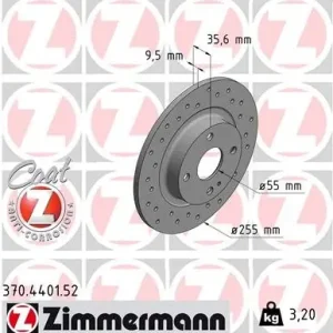 Bezpieczna płatność Tarcza hamulcowa ZIMMERMANN 370.4401.52