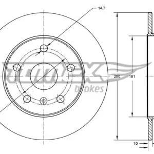 Tylko dziś  TOM TX74-00 TOMEX BRAKES TARCZA HAMULC. BMW 1 E81,E87 04-11 TYŁ (!)