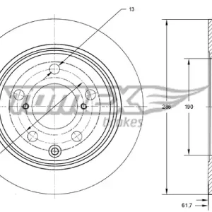 Do wyczerpania zapasów  TOM TX74-15 TOMEX BRAKES TARCZA HAMULC. SUBARU LEGACY V 09-14 TYŁ (!)