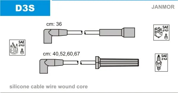 Przewody wysokiego napięcia komplet JANMOR D3S RCDW401 Tani