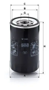 Ostatnie sztuki Filtr oleju MANN-FILTER W1160